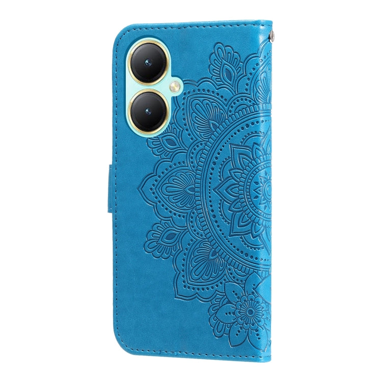 For vivo Y35+ 7-petal Flowers Embossing Leather Phone Case