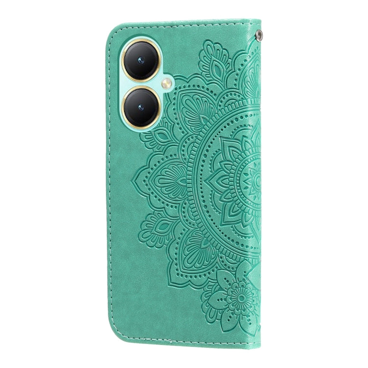 For vivo Y35+ 7-petal Flowers Embossing Leather Phone Case