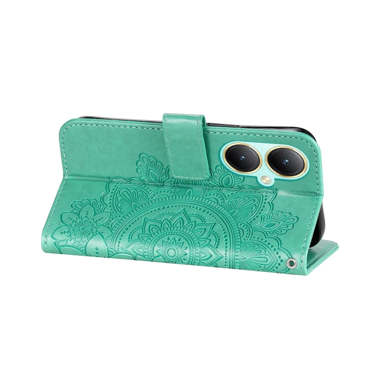 For vivo Y35+ 7-petal Flowers Embossing Leather Phone Case