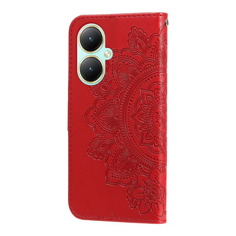 For vivo Y35+ 7-petal Flowers Embossing Leather Phone Case