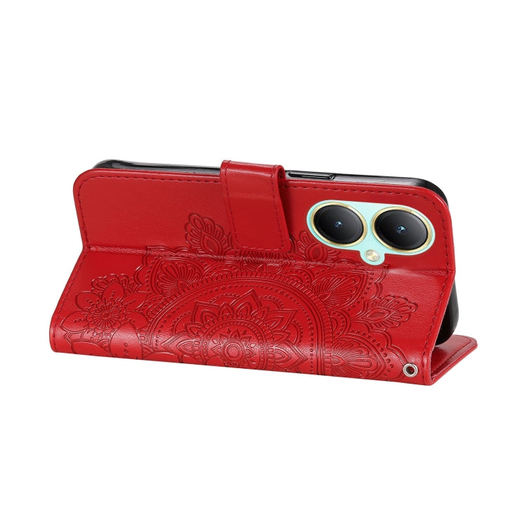 For vivo Y35+ 7-petal Flowers Embossing Leather Phone Case