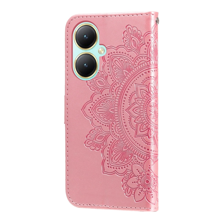 For vivo Y35+ 7-petal Flowers Embossing Leather Phone Case
