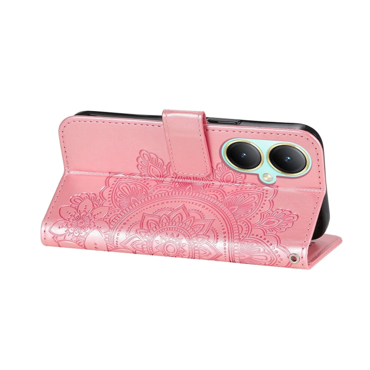 For vivo Y35+ 7-petal Flowers Embossing Leather Phone Case