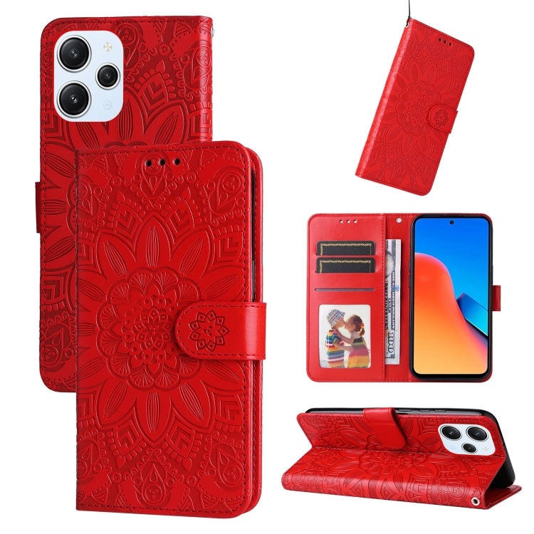 For Xiaomi Redmi 12 4G Embossed Sunflower Leather Phone Case