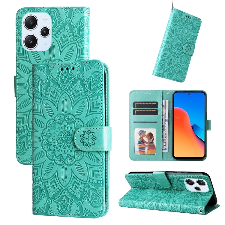 For Xiaomi Redmi 12 4G Embossed Sunflower Leather Phone Case