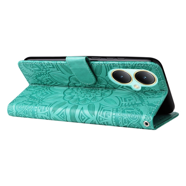 For vivo Y35+ Embossed Sunflower Leather Phone Case