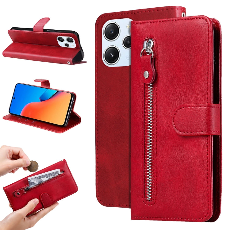 For Xiaomi Redmi 12 4G Fashion Calf Texture Zipper Leather Phone Case