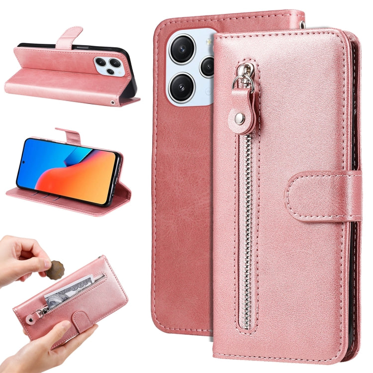 For Xiaomi Redmi 12 4G Fashion Calf Texture Zipper Leather Phone Case