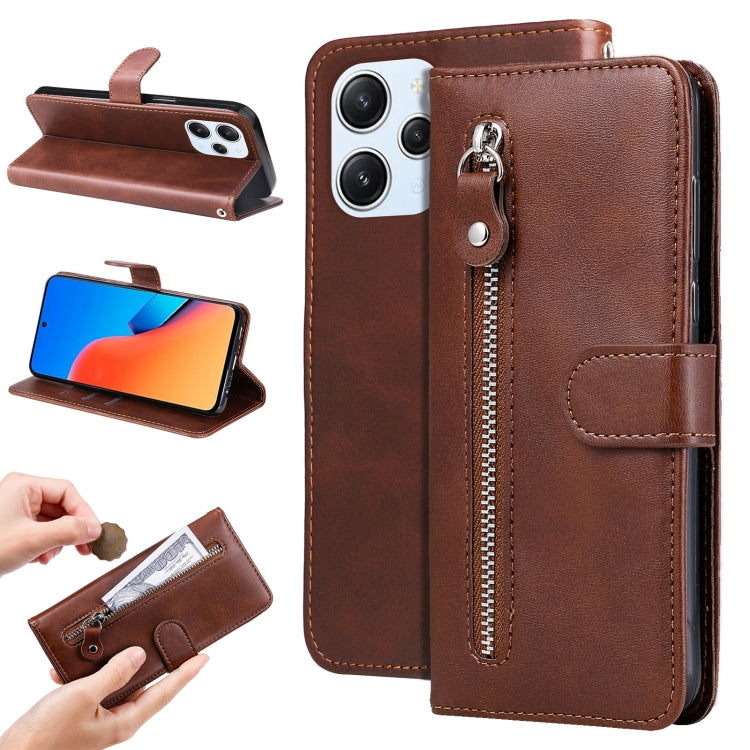 For Xiaomi Redmi 12 4G Fashion Calf Texture Zipper Leather Phone Case