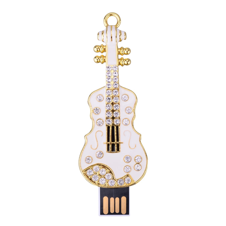 16GB Crystal Diamond Guitar Shape USB Flash Drive U Disk(White)