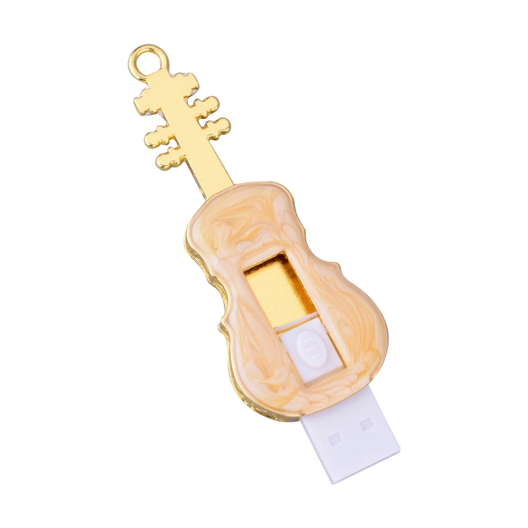 128GB Crystal Diamond Guitar Shape USB Flash Drive U Disk(White)