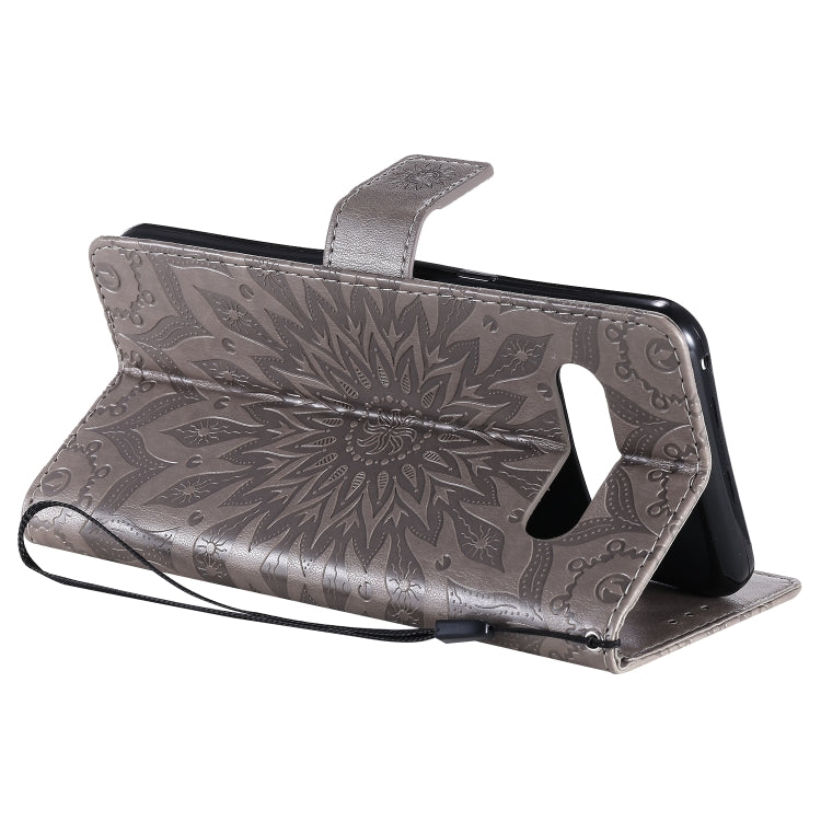 For LG V60 ThinQ 5G Embossed Sunflower Pattern Horizontal Flip PU Leather Case with Holder & Card Slots & Wallet & Lanyard