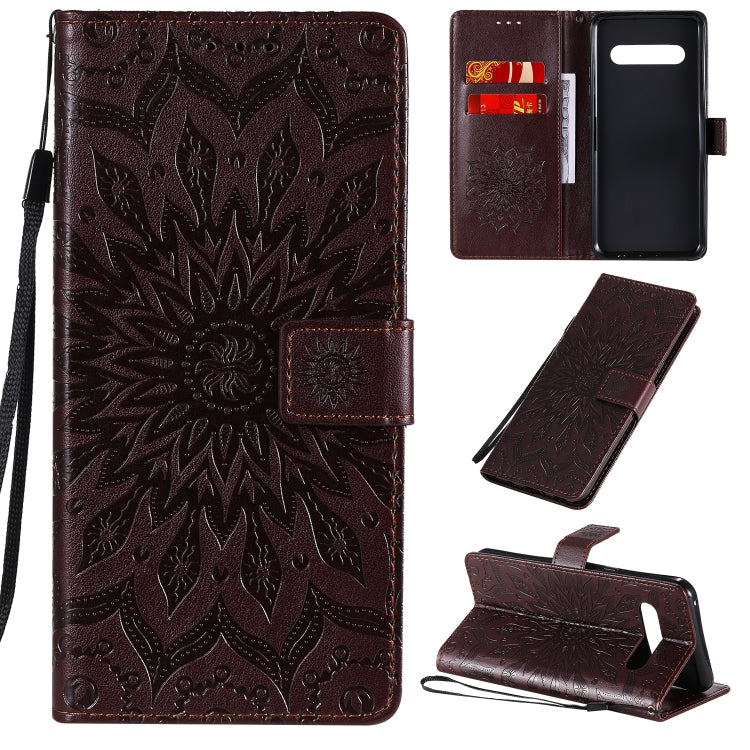 For LG V60 ThinQ 5G Embossed Sunflower Pattern Horizontal Flip PU Leather Case with Holder & Card Slots & Wallet & Lanyard