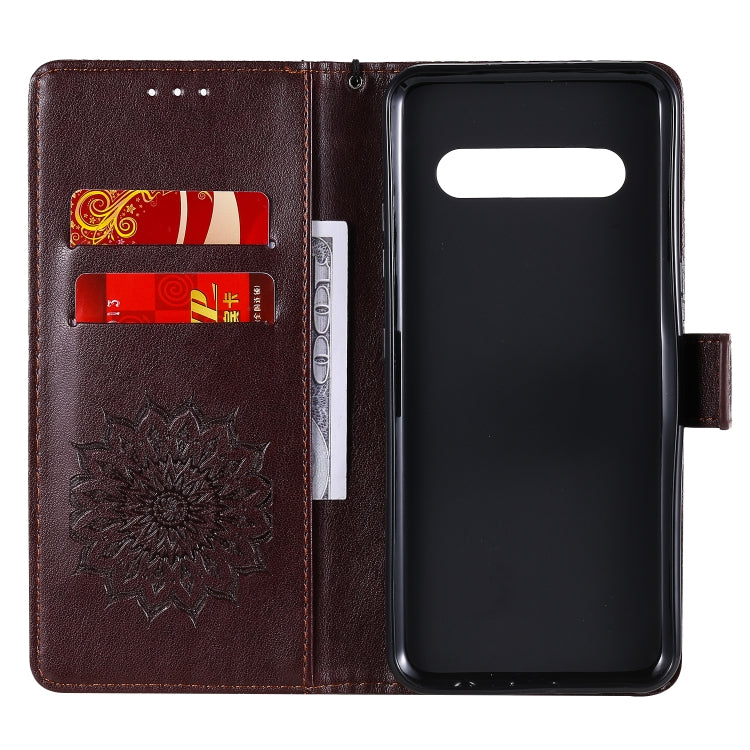 For LG V60 ThinQ 5G Embossed Sunflower Pattern Horizontal Flip PU Leather Case with Holder & Card Slots & Wallet & Lanyard