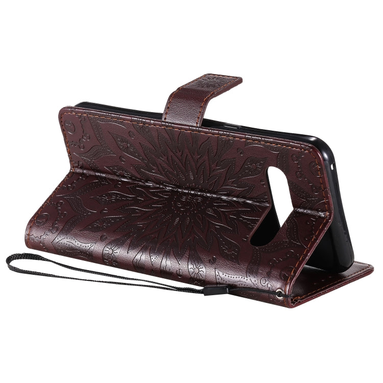 For LG V60 ThinQ 5G Embossed Sunflower Pattern Horizontal Flip PU Leather Case with Holder & Card Slots & Wallet & Lanyard