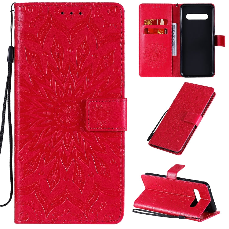For LG V60 ThinQ 5G Embossed Sunflower Pattern Horizontal Flip PU Leather Case with Holder & Card Slots & Wallet & Lanyard