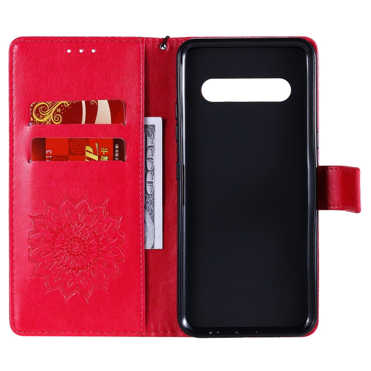 For LG V60 ThinQ 5G Embossed Sunflower Pattern Horizontal Flip PU Leather Case with Holder & Card Slots & Wallet & Lanyard