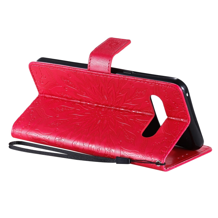 For LG V60 ThinQ 5G Embossed Sunflower Pattern Horizontal Flip PU Leather Case with Holder & Card Slots & Wallet & Lanyard