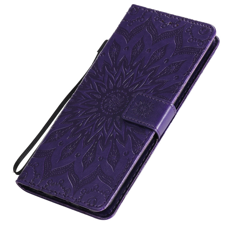 For LG V60 ThinQ 5G Embossed Sunflower Pattern Horizontal Flip PU Leather Case with Holder & Card Slots & Wallet & Lanyard