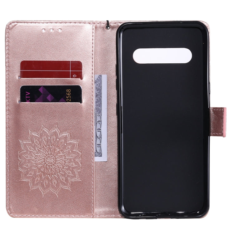 For LG V60 ThinQ 5G Embossed Sunflower Pattern Horizontal Flip PU Leather Case with Holder & Card Slots & Wallet & Lanyard