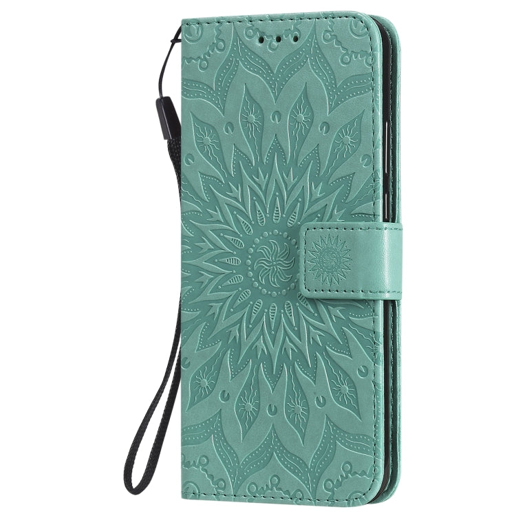 For Motorola Moto G8 Power Lite Embossed Sunflower Pattern Horizontal Flip PU Leather Case with Holder & Card Slots & Wallet & Lanyard