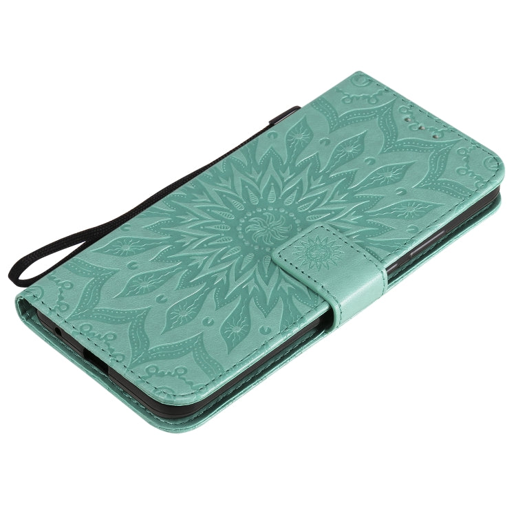 For Motorola Moto G8 Power Lite Embossed Sunflower Pattern Horizontal Flip PU Leather Case with Holder & Card Slots & Wallet & Lanyard