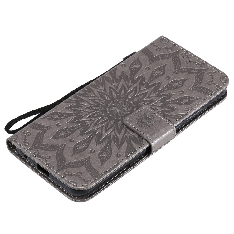For Motorola Moto G8 Power Lite Embossed Sunflower Pattern Horizontal Flip PU Leather Case with Holder & Card Slots & Wallet & Lanyard