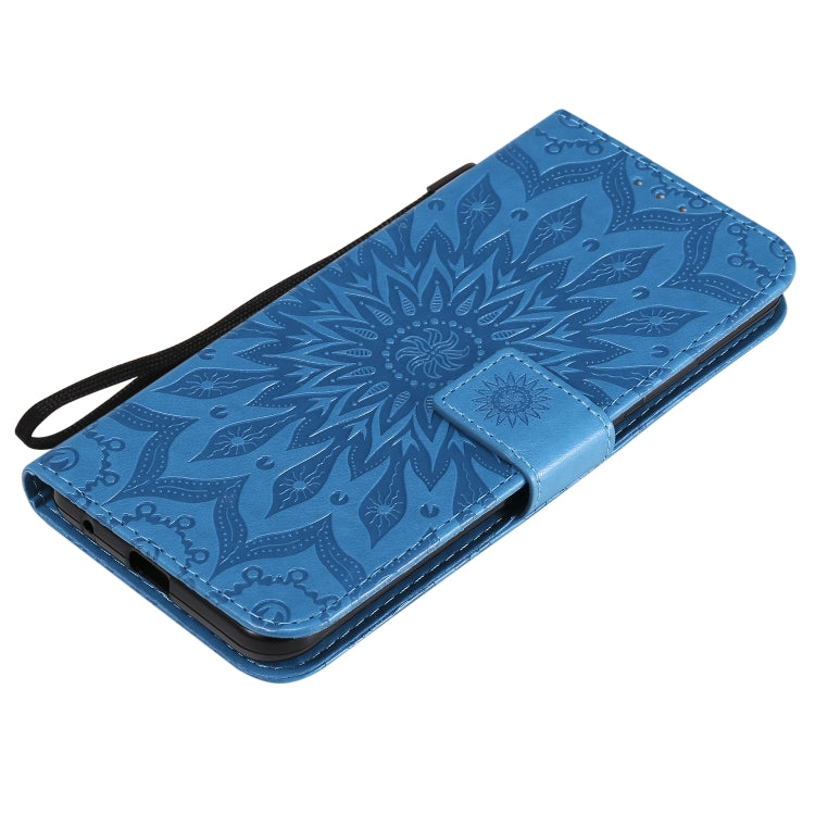 For Motorola Moto G8 Power Lite Embossed Sunflower Pattern Horizontal Flip PU Leather Case with Holder & Card Slots & Wallet & Lanyard