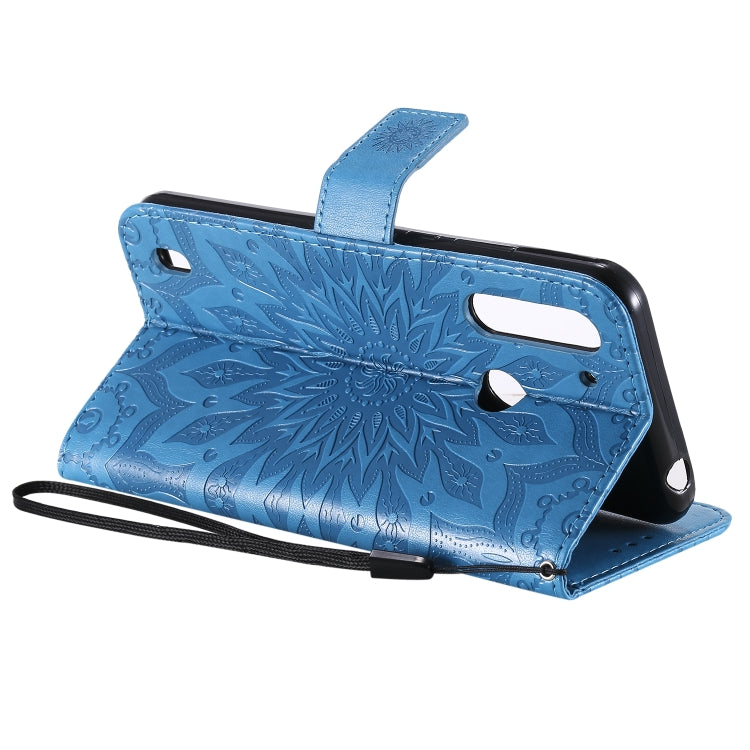 For Motorola Moto G8 Power Lite Embossed Sunflower Pattern Horizontal Flip PU Leather Case with Holder & Card Slots & Wallet & Lanyard