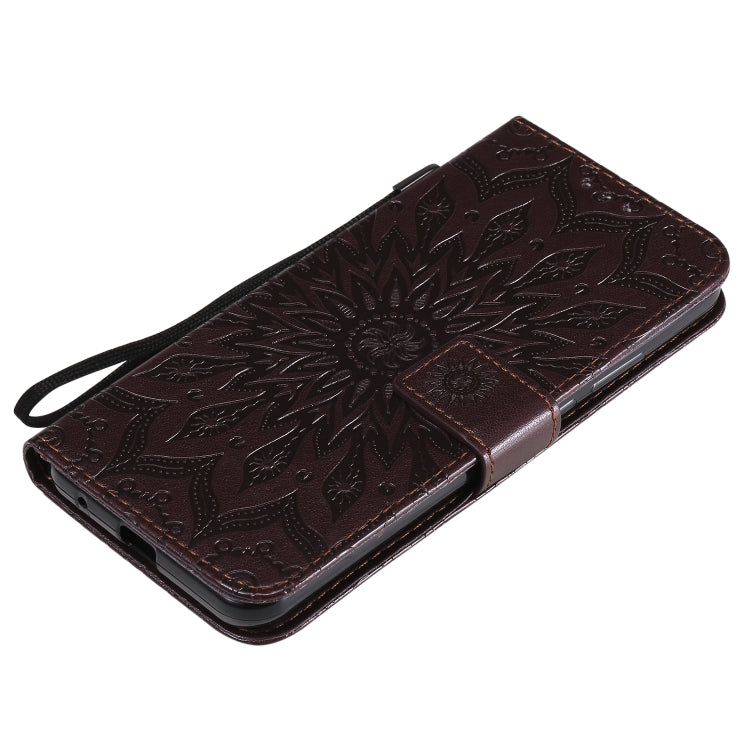 For Motorola Moto G8 Power Lite Embossed Sunflower Pattern Horizontal Flip PU Leather Case with Holder & Card Slots & Wallet & Lanyard