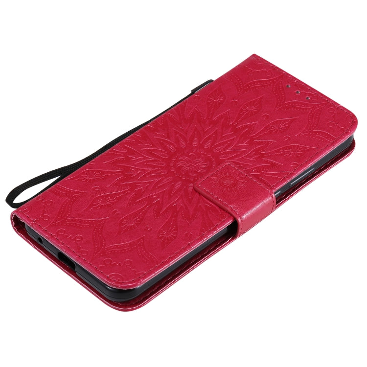 For Motorola Moto G8 Power Lite Embossed Sunflower Pattern Horizontal Flip PU Leather Case with Holder & Card Slots & Wallet & Lanyard