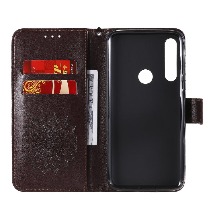 For Motorola Moto G Power Embossed Sunflower Pattern Horizontal Flip PU Leather Case with Holder & Card Slots & Wallet & Lanyard
