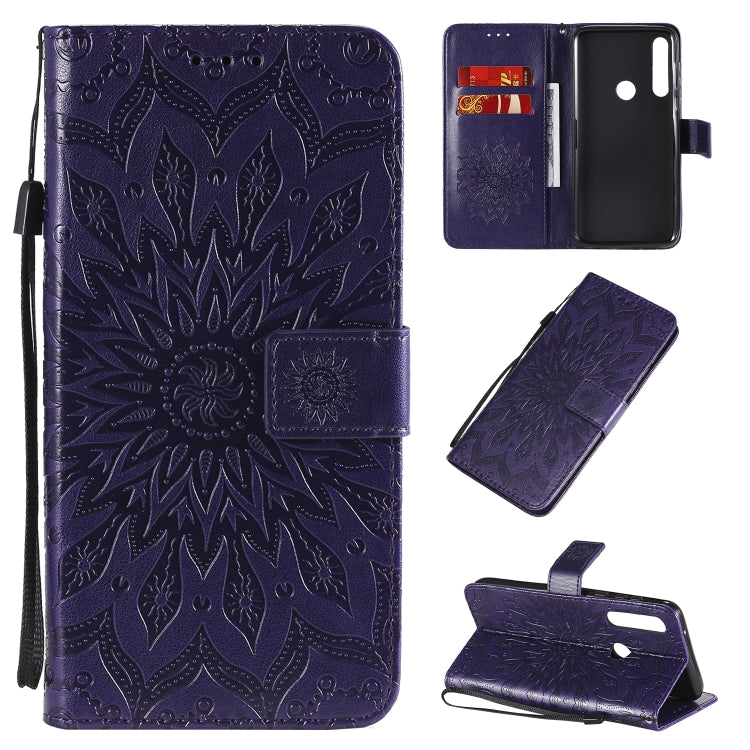 For Motorola Moto G Power Embossed Sunflower Pattern Horizontal Flip PU Leather Case with Holder & Card Slots & Wallet & Lanyard