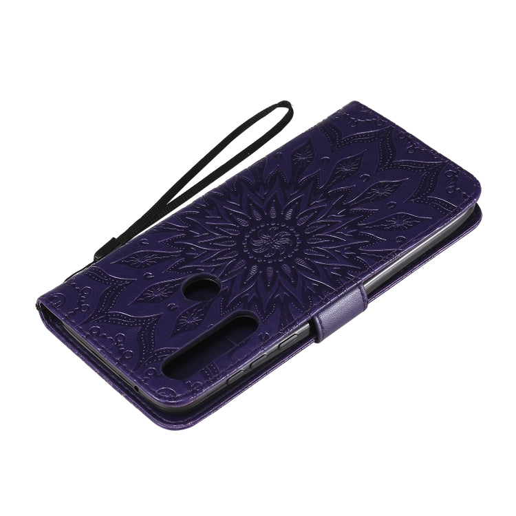 For Motorola Moto G Power Embossed Sunflower Pattern Horizontal Flip PU Leather Case with Holder & Card Slots & Wallet & Lanyard