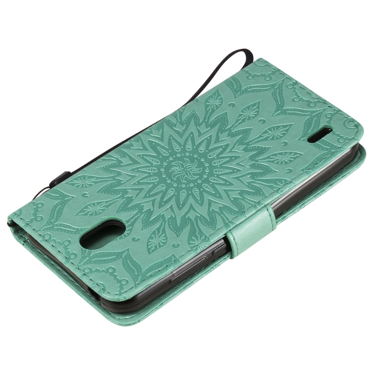 For Nokia 1.3 Embossed Sunflower Pattern Horizontal Flip PU Leather Case with Holder & Card Slots & Wallet & Lanyard