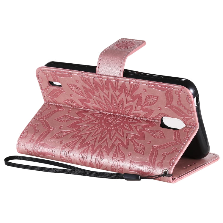 For Nokia 1.3 Embossed Sunflower Pattern Horizontal Flip PU Leather Case with Holder & Card Slots & Wallet & Lanyard