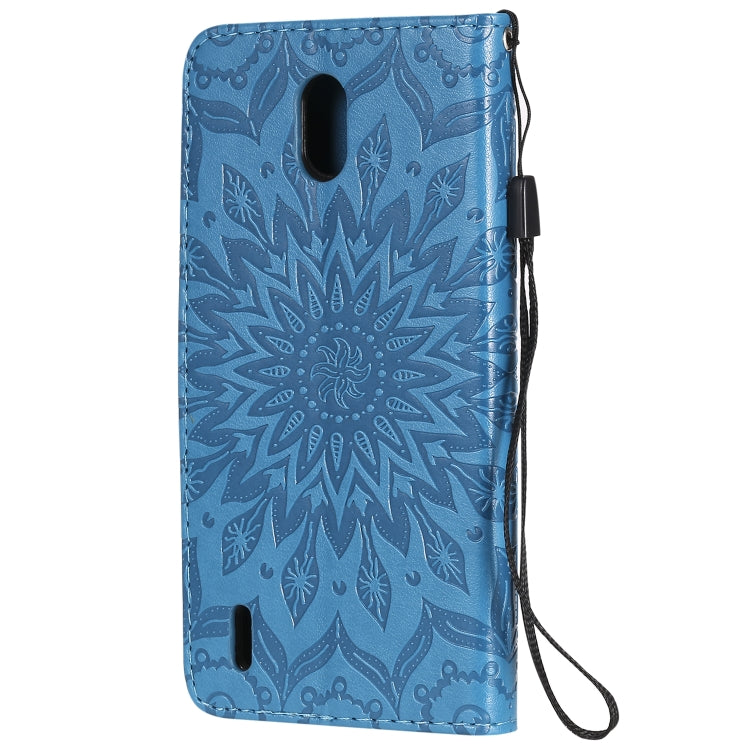 For Nokia 1.3 Embossed Sunflower Pattern Horizontal Flip PU Leather Case with Holder & Card Slots & Wallet & Lanyard