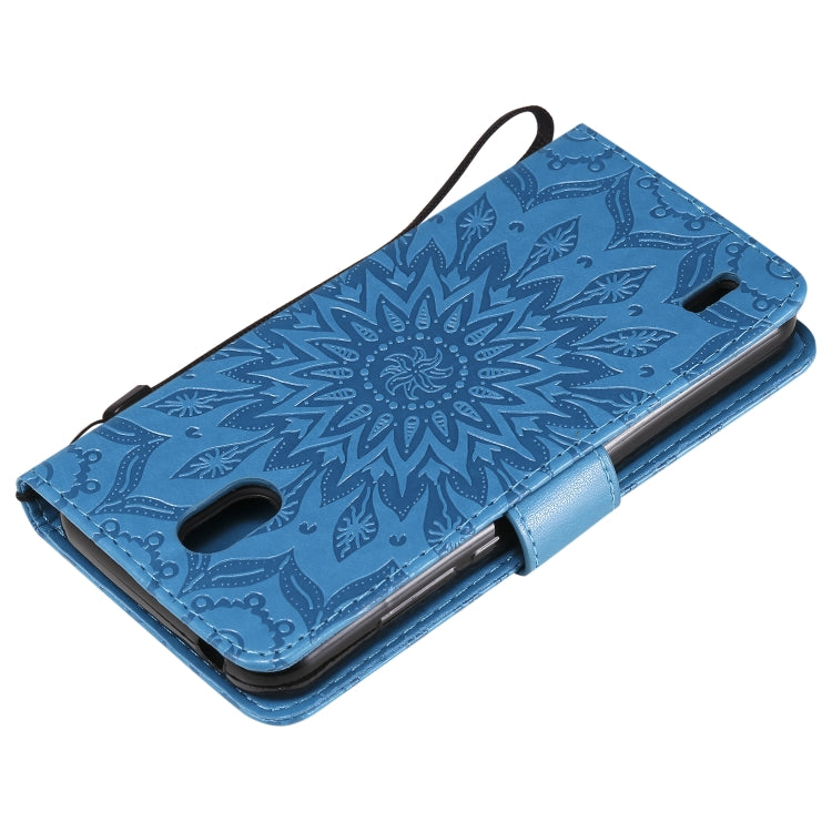 For Nokia 1.3 Embossed Sunflower Pattern Horizontal Flip PU Leather Case with Holder & Card Slots & Wallet & Lanyard