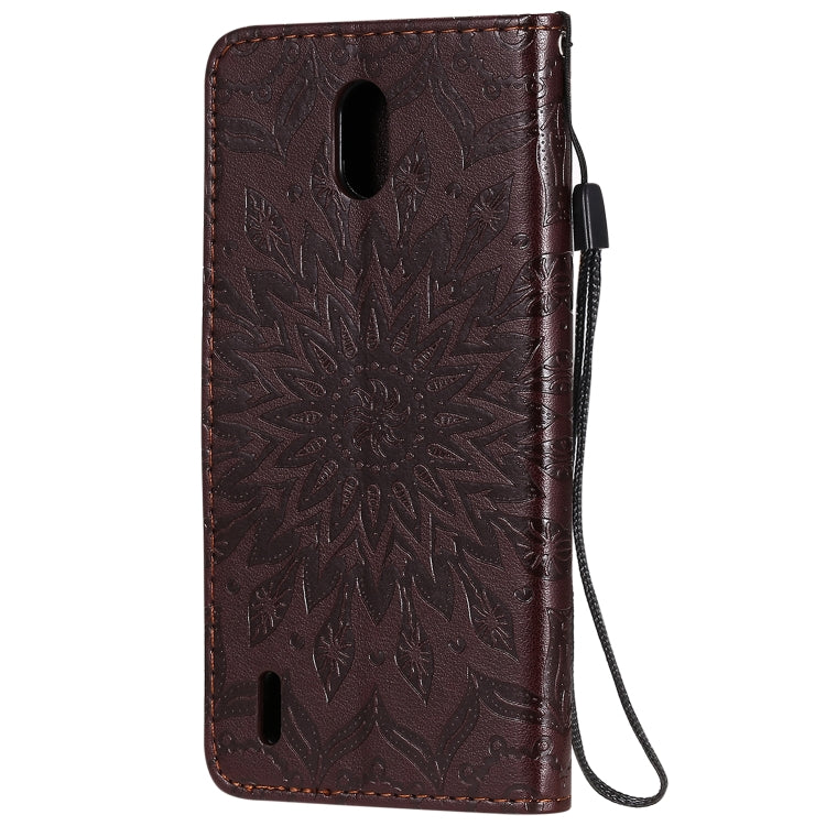 For Nokia 1.3 Embossed Sunflower Pattern Horizontal Flip PU Leather Case with Holder & Card Slots & Wallet & Lanyard