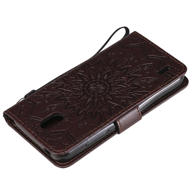 For Nokia 1.3 Embossed Sunflower Pattern Horizontal Flip PU Leather Case with Holder & Card Slots & Wallet & Lanyard