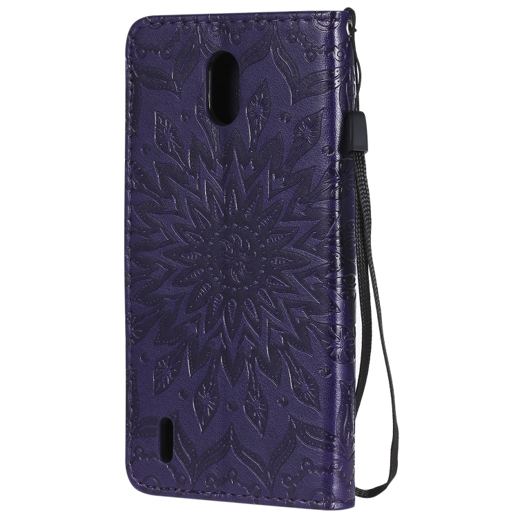 For Nokia 1.3 Embossed Sunflower Pattern Horizontal Flip PU Leather Case with Holder & Card Slots & Wallet & Lanyard