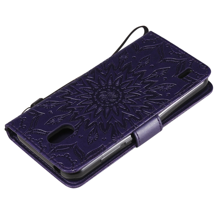 For Nokia 1.3 Embossed Sunflower Pattern Horizontal Flip PU Leather Case with Holder & Card Slots & Wallet & Lanyard