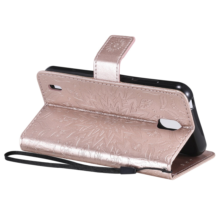 For Nokia 1.3 Embossed Sunflower Pattern Horizontal Flip PU Leather Case with Holder & Card Slots & Wallet & Lanyard