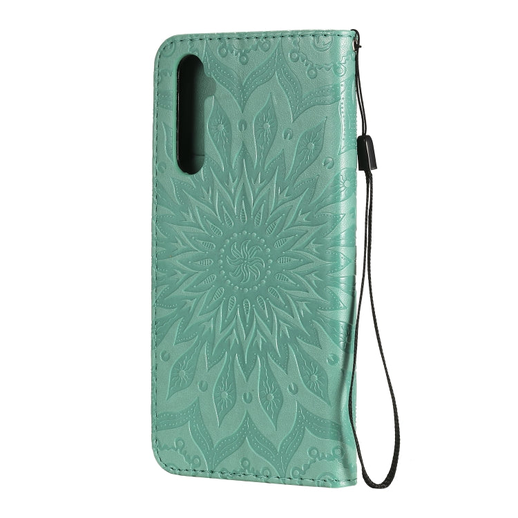 For OPPO Realme 6 Embossed Sunflower Pattern Horizontal Flip PU Leather Case with Holder & Card Slots & Wallet & Lanyard