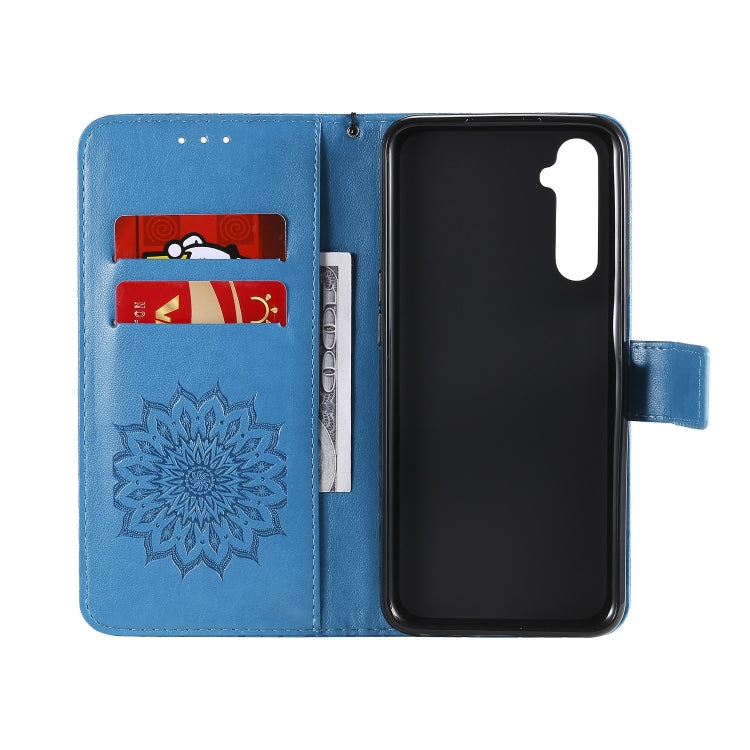 For OPPO Realme 6 Embossed Sunflower Pattern Horizontal Flip PU Leather Case with Holder & Card Slots & Wallet & Lanyard