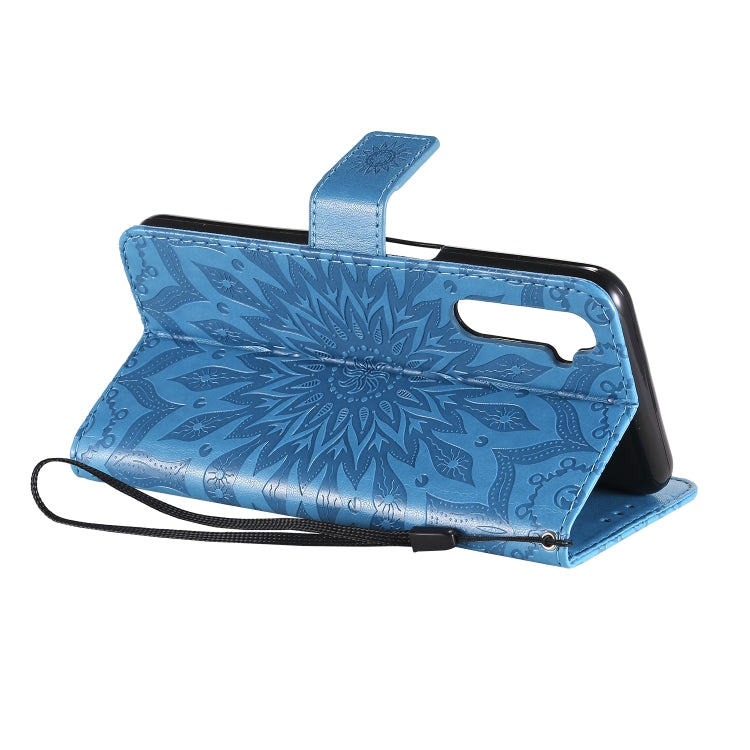 For OPPO Realme 6 Embossed Sunflower Pattern Horizontal Flip PU Leather Case with Holder & Card Slots & Wallet & Lanyard