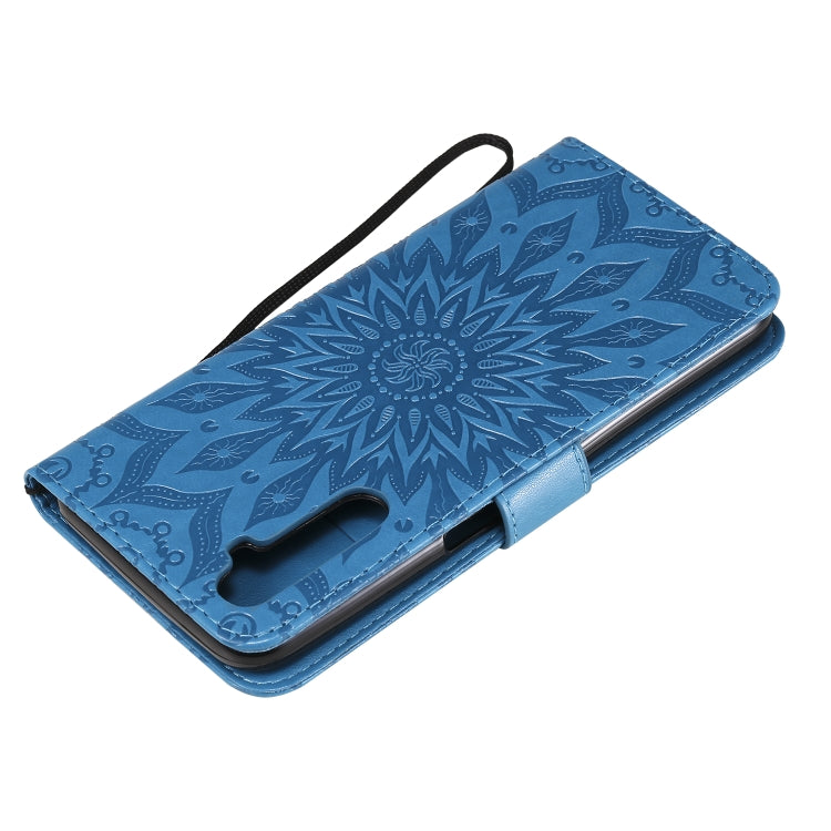 For OPPO Realme 6 Embossed Sunflower Pattern Horizontal Flip PU Leather Case with Holder & Card Slots & Wallet & Lanyard
