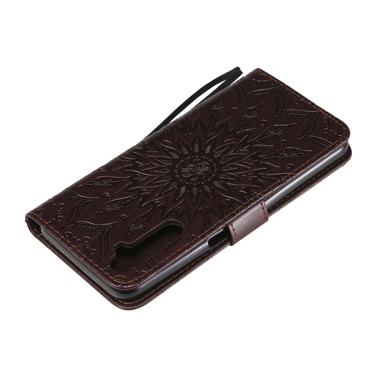 For OPPO Realme 6 Embossed Sunflower Pattern Horizontal Flip PU Leather Case with Holder & Card Slots & Wallet & Lanyard