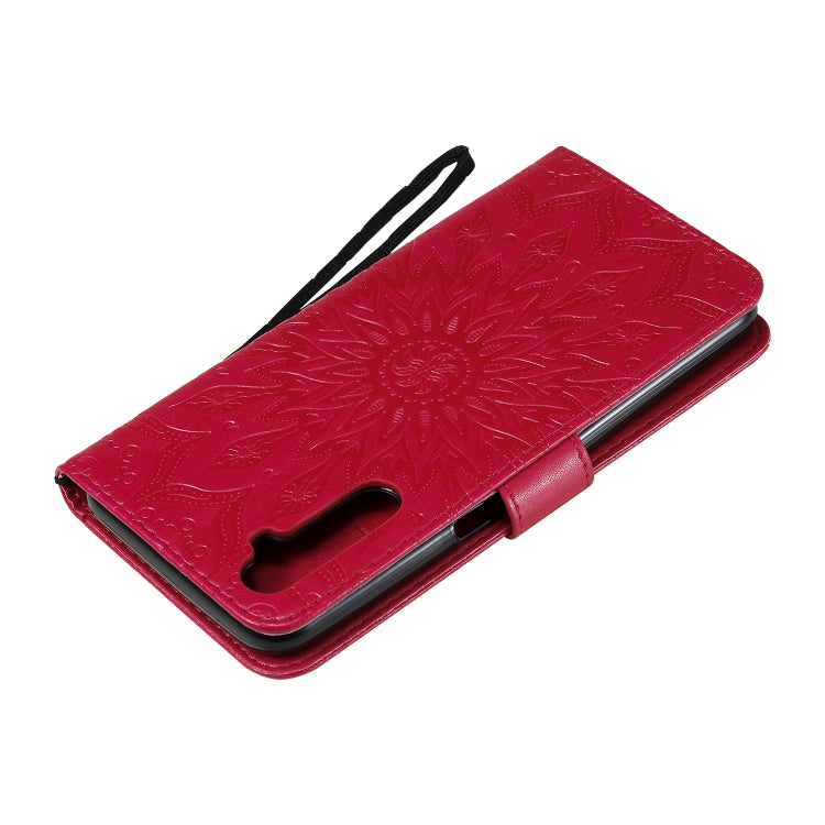 For OPPO Realme 6 Embossed Sunflower Pattern Horizontal Flip PU Leather Case with Holder & Card Slots & Wallet & Lanyard