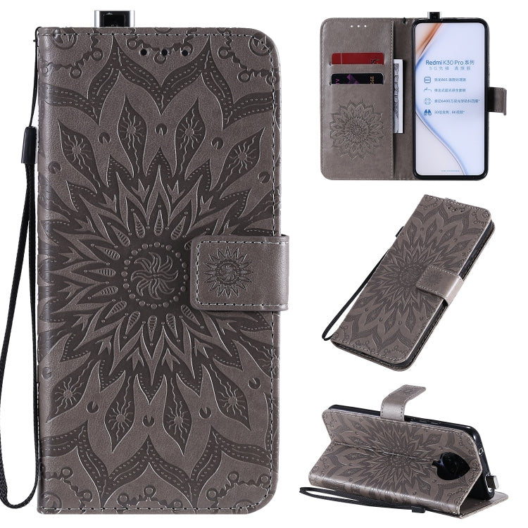 For Xiaomi Redmi K30 Pro Embossed Sunflower Pattern Horizontal Flip PU Leather Case with Holder & Card Slots & Wallet & Lanyard